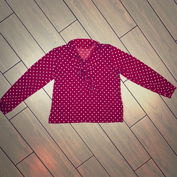 Vintage Style Polka Dot Top with Tie Neck - Picture 3 of 6